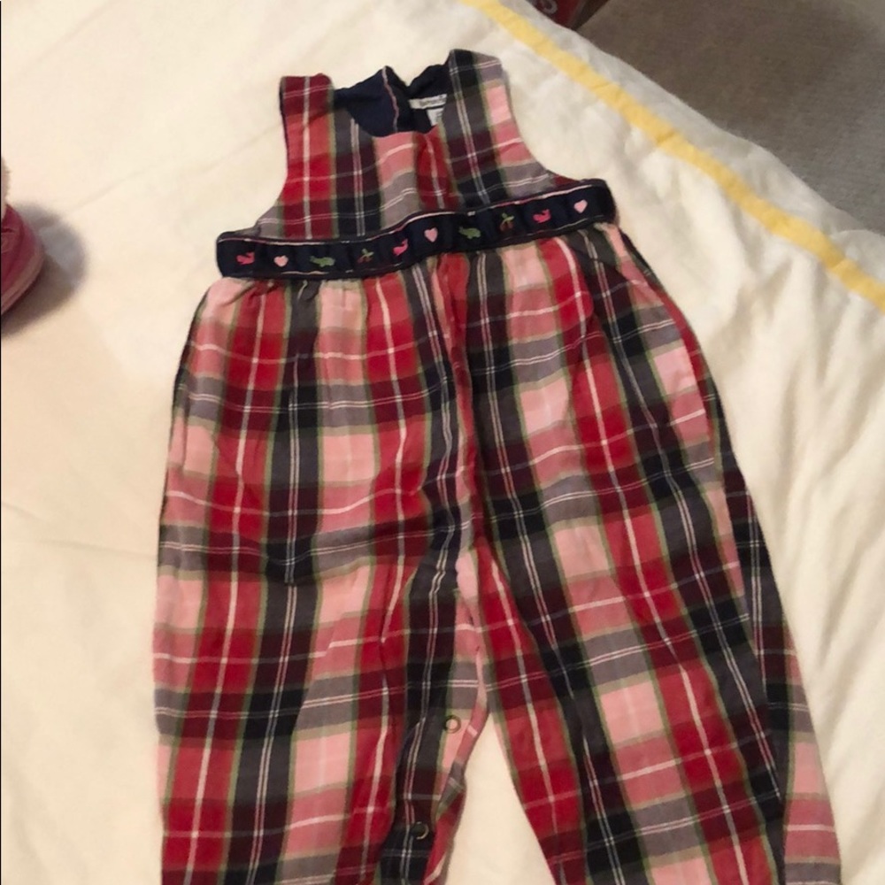Embroidered overalls, toddler girl.